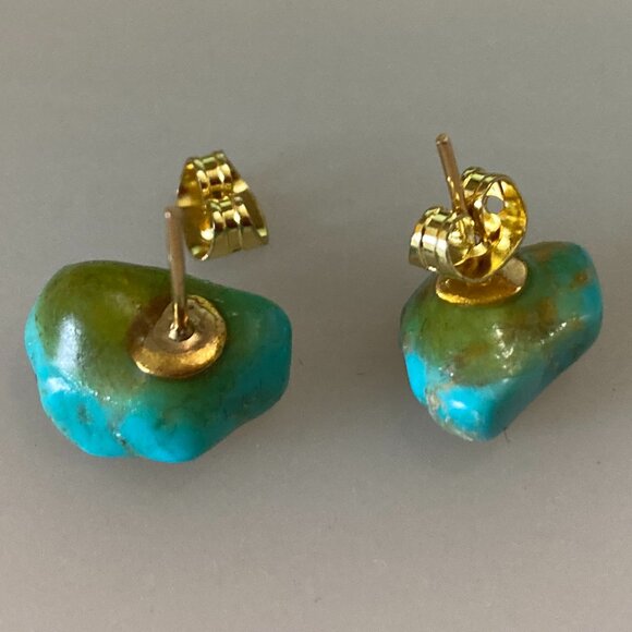 Turquoise nugget stud Post Earrings - Picture 3 of 5